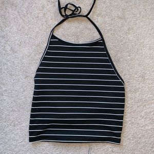 Striped Halter Fitted Crop Top
